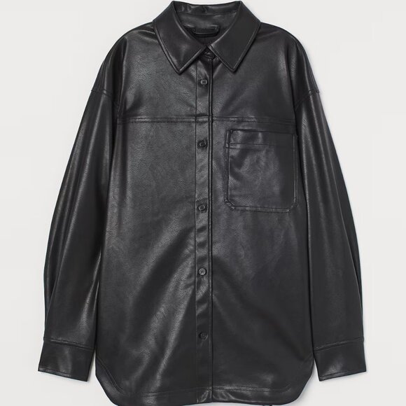 Faux Leather Shirt Jacket - Picture 1 of 5